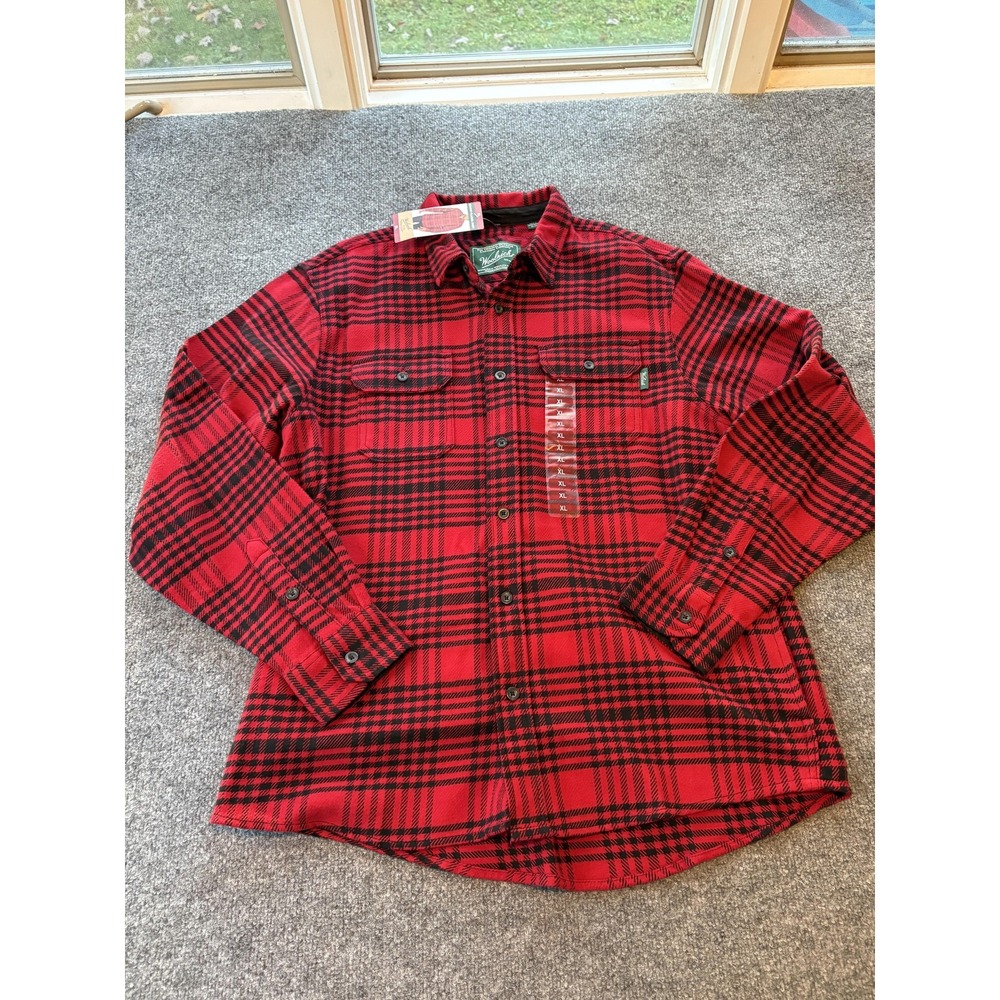 Woolrich Shirt Mens XL Red Plaid Brawny Flannel Long Sleeve Button Front MT6453